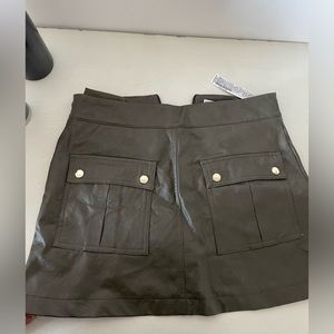 Green Leather Mini Skirt